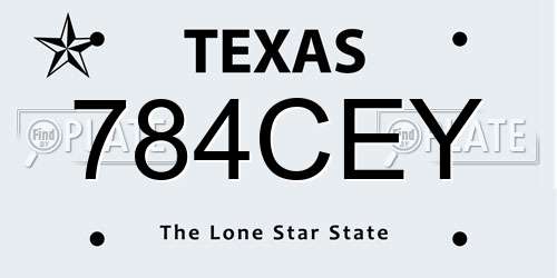 784CEY Texas License Plate