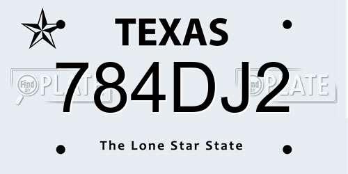 784DJ2 Texas License Plate