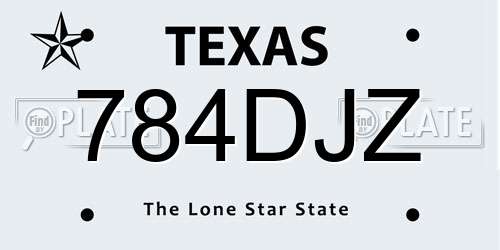 784DJZ Texas License Plate
