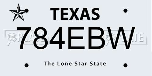 784EBW Texas License Plate
