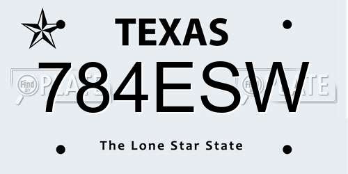 784ESW Texas License Plate