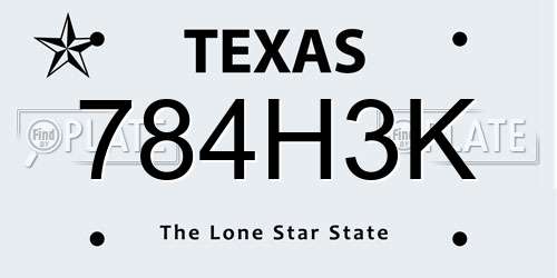 784H3K Texas License Plate