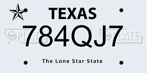 784QJ7 Texas License Plate