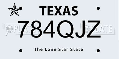 784QJZ Texas License Plate