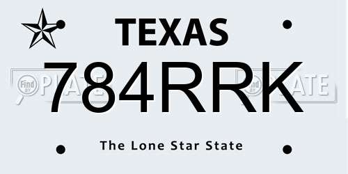 784RRK Texas License Plate