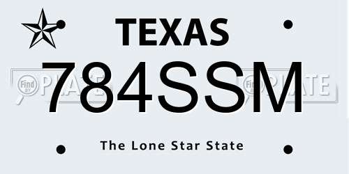 784SSM Texas License Plate