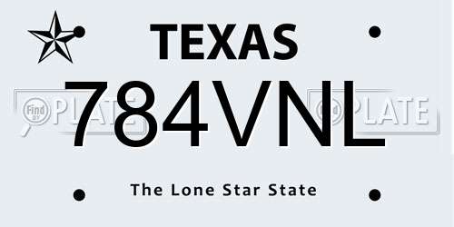 784VNL Texas License Plate