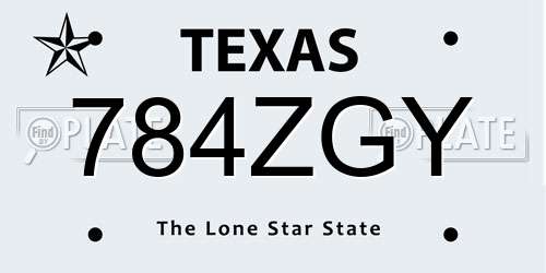 784ZGY Texas License Plate