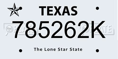 785262K Texas License Plate