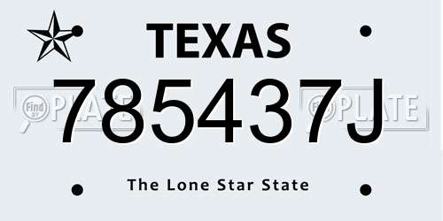 785437J Texas License Plate
