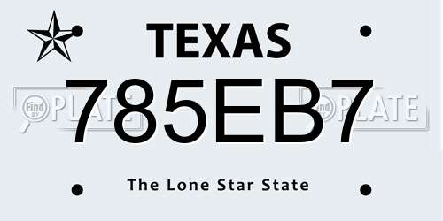 785EB7 Texas License Plate