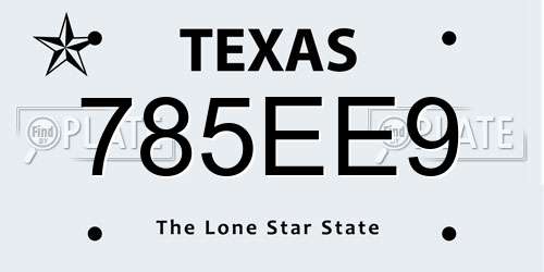 785EE9 Texas License Plate