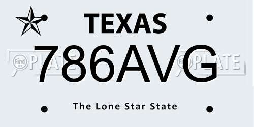 786AVG Texas License Plate