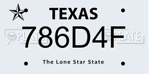 786D4F Texas License Plate
