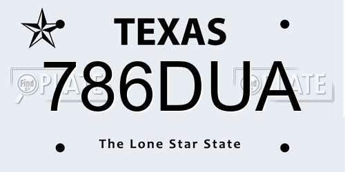 786DUA Texas License Plate