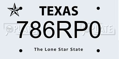 786RP0 Texas License Plate
