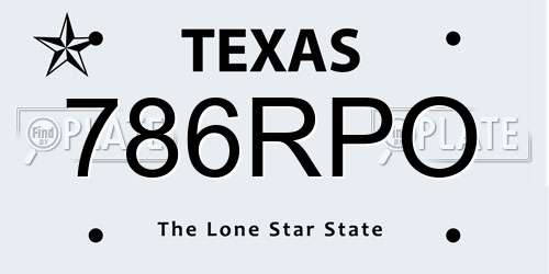 786RPO Texas License Plate
