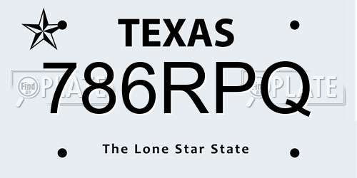 786RPQ Texas License Plate