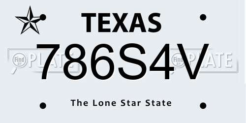 786S4V Texas License Plate