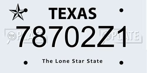 78702Z1 Texas License Plate