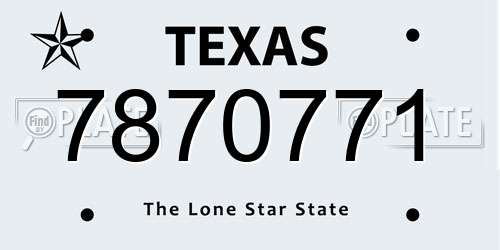 7870771 Texas License Plate