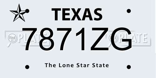 7871ZG Texas License Plate