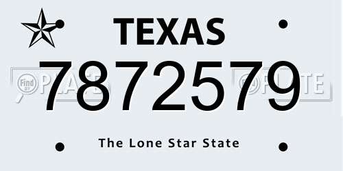 7872579 Texas License Plate
