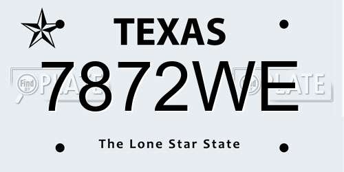 7872WE Texas License Plate