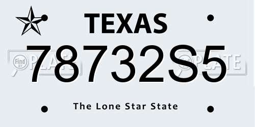 78732S5 Texas License Plate