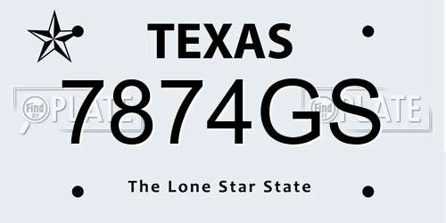 7874GS Texas License Plate