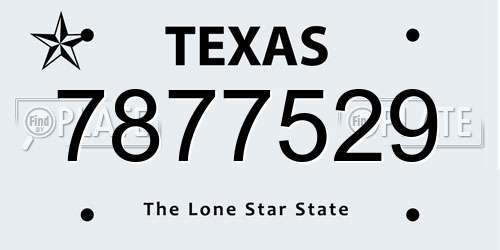 7877529 Texas License Plate