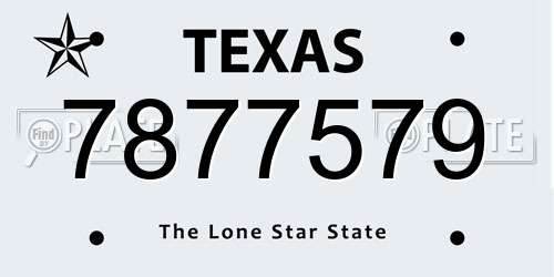 7877579 Texas License Plate
