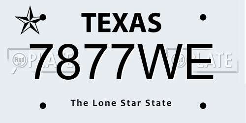7877WE Texas License Plate