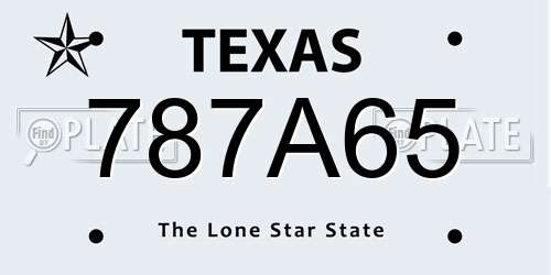 787A65 Texas License Plate