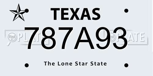 787A93 Texas License Plate