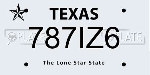 787IZ6 Texas License Plate