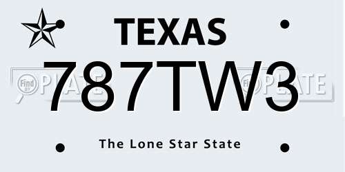 787TW3 Texas License Plate