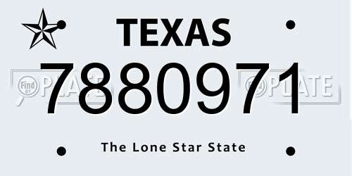 7880971 Texas License Plate