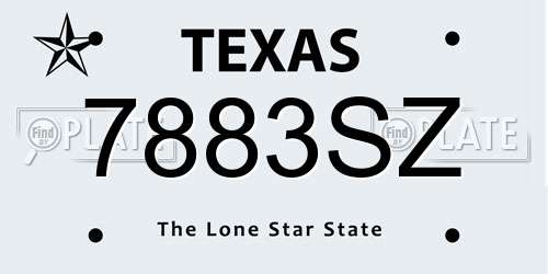 7883SZ Texas License Plate