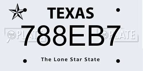 788EB7 Texas License Plate