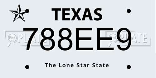 788EE9 Texas License Plate