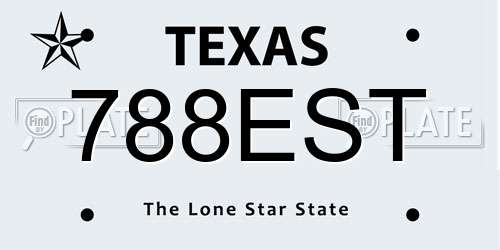 788EST Texas License Plate