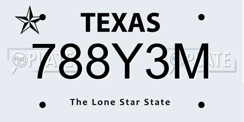 788Y3M Texas License Plate