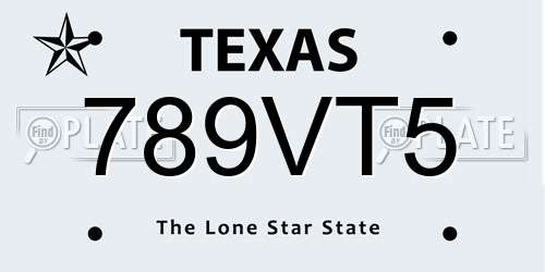 789VT5 Texas License Plate