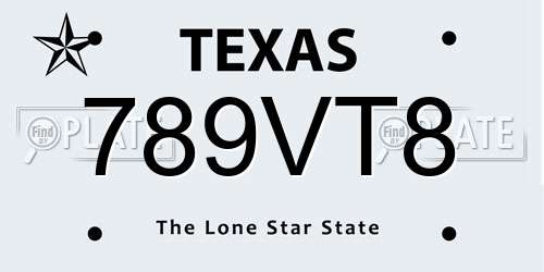 789VT8 Texas License Plate