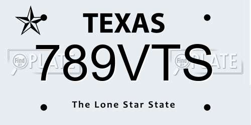 789VTS Texas License Plate