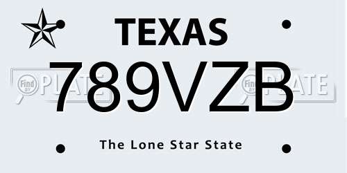 789VZB Texas License Plate