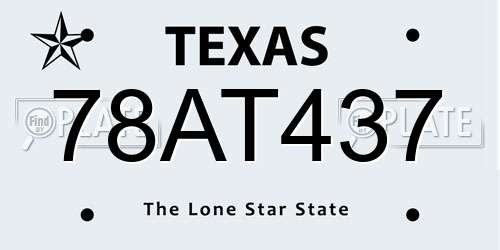 78AT437 Texas License Plate