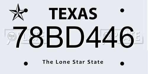 78BD446 Texas License Plate