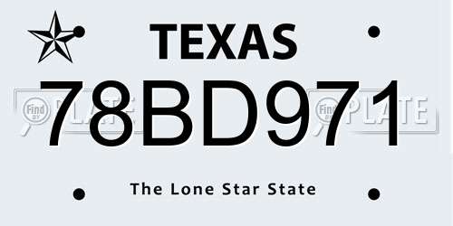 78BD971 Texas License Plate